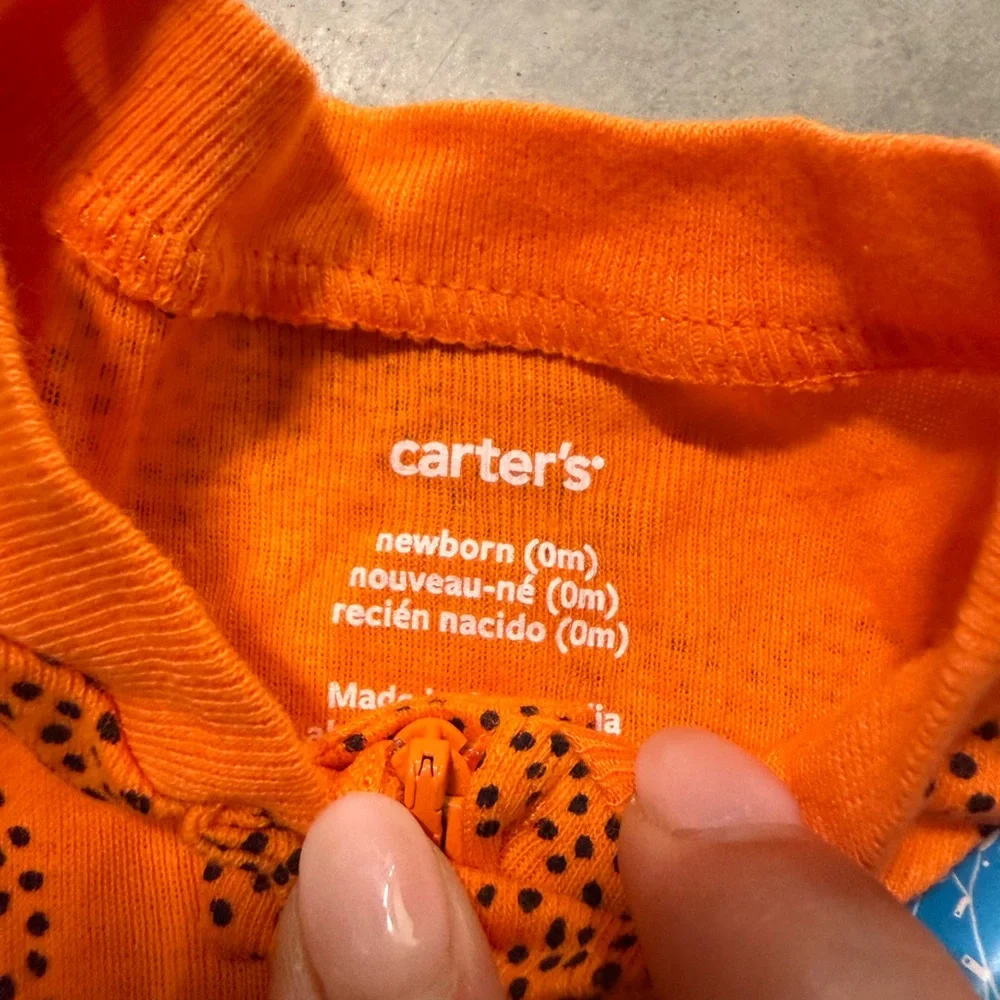 Carter’s Halloween Pumpkin Zip-Up Footed Sleep & Play Baby‎ Pajamas Cotton NWT
